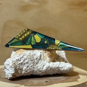 Vintage Pierre Bex Style Art Deco Triangular Geometric Brooch